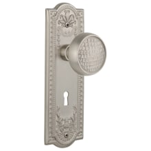 Craftsman Solid Brass Vintage Skeleton Key Retrofit Entry Handleset Trim with Meadows Rose, Keyhole and 2-1/4" Backset