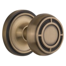 Vintage Mission Solid Brass Privacy Door Knob Set with Classic Rose Plate and 2-3/8" Backset