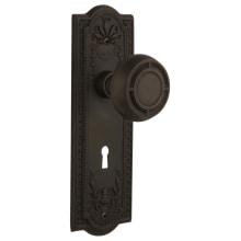 Mission Solid Brass Privacy Door Knob Set with Meadows Rose, Keyhole and 2-3/8" Backset