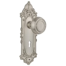 Mission Solid Brass Privacy Door Knob Set with Victorian Rose, Keyhole and 2-3/8" Backset