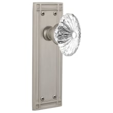 Oval Fluted Crystal Solid Brass Privacy Door Knob Set with Mission Rose and 2-3/4" Backset