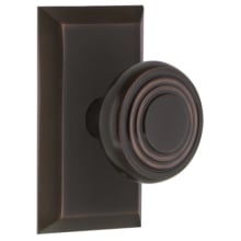 Deco Solid Brass Privacy Door Knob Set with Studio Rose and 2-3/4" Backset