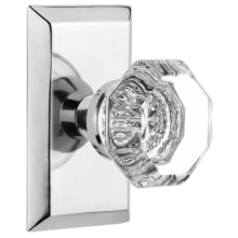 Waldorf Lead Crystal Privacy Door Knob Set with Solid Brass Studio Rose and 2-3/4" Backset