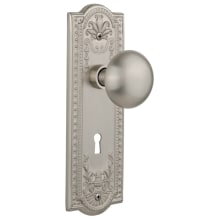 New York Solid Brass Privacy Door Knob Set with Meadows Rose, Keyhole and 2-3/4" Backset