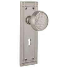 Craftsman Solid Brass Privacy Door Knob Set with Mission Rose, Keyhole and 2-3/4" Backset