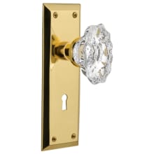 Chateau Solid Brass Privacy Door Knob Set with New York Rose, Keyhole and 2-3/4" Backset