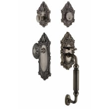 Victorian Solid Brass Sectional Single Cylinder Keyed Entry Handle Set with F Handle and 2-3/8" Backset