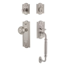 Meadows Solid Brass Sectional Single Cylinder Keyed Entry Handle Set with F Handle and 2-3/8" Backset