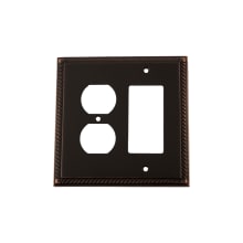 Rope Antique Vintage 2 Gang Combination Wall Plate - 1 Single Rocker and 1 Duplex Outlet GFI Wall Cover