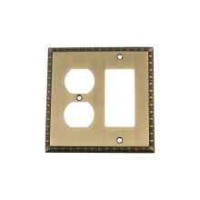 Egg & Dart Victorian Vintage 2 Gang Combination Wall Plate - 1 Single Rocker and 1 Duplex Outlet GFI Wall Cover