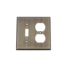 New York Single Antique Vintage Combo 2 Gang Single Toggle and Duplex Outlet Wall Plate Cover