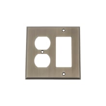 New York Antique Vintage 2 Gang Combination Wall Plate - 1 Single Rocker and 1 Duplex Outlet GFI Wall Cover