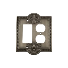 Meadows Victorian Vintage 2 Gang Combination Wall Plate - 1 Single Rocker and 1 Duplex Outlet GFI Wall Cover