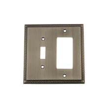 Rope Vintage 2 Gang Single Toggle and Single Rocker Light Switch Wall Cover Plate - GFI