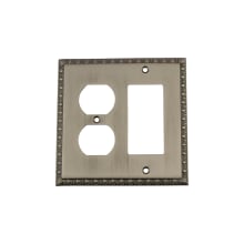 Egg & Dart Victorian Vintage 2 Gang Combination Wall Plate - 1 Single Rocker and 1 Duplex Outlet GFI Wall Cover