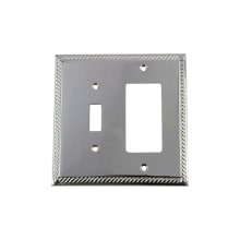 Rope Vintage 2 Gang Single Toggle and Single Rocker Light Switch Wall Cover Plate - GFI