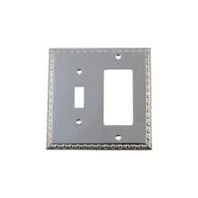 Egg & Dart Vintage 2 Gang Single Toggle and Single Rocker Light Switch Wall Cover Plate - GFI