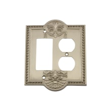 Meadows Victorian Vintage 2 Gang Combination Wall Plate - 1 Single Rocker and 1 Duplex Outlet GFI Wall Cover