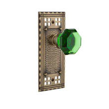 Craftsman Solid Brass Rose Passage Door Knob Set with Emerald Waldorf Knob and 2-3/4" Backset