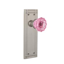 Mission Solid Brass Rose Passage Door Knob Set with Pink Crystal Knob for 2-3/4" Backset