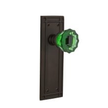 Mission Solid Brass Rose Passage Door Knob Set with Emerald Crystal Knob for 2-3/8" Backset