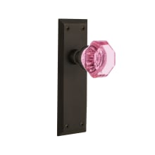 New York Solid Brass Rose Passage Door Knob Set with Pink Waldorf Knob for 2-3/8" Backset