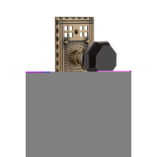 Craftsman Solid Brass Rose Passage Door Knob Set with Black Waldorf Knob and Keyhole for 2-3/8" Backset