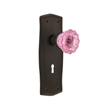 Prairie Solid Brass Rose Passage Door Knob Set with Pink Crystal Knob and Decorative Keyhole for 2-3/4" Backset