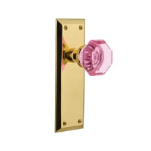New York Solid Brass Rose Single Dummy Door Knob with Pink Waldorf Knob