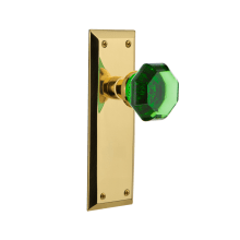 New York Solid Brass Rose Single Dummy Door Knob with Emerald Waldorf Knob