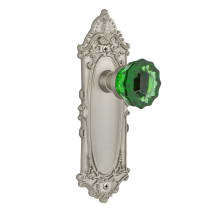 Victorian Rose Single Dummy Door Knob with Emerald Crystal Knob