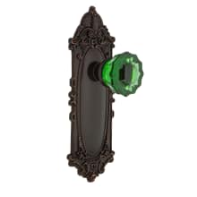 Victorian Rose Single Dummy Door Knob with Emerald Crystal Knob
