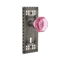 Craftsman Solid Brass Rose Single Dummy Door Knob with Pink Waldorf Knob and Keyhole