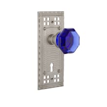 Craftsman Solid Brass Rose Single Dummy Door Knob with Cobalt Waldorf Knob and Keyhole