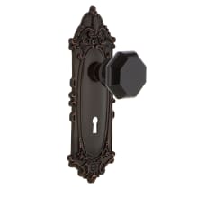 Victorian Rose Single Dummy Door Knob with Black Waldorf Knob and Decorative Skeleton Keyhole