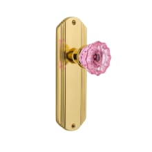Deco Solid Brass Rose Dummy Door Knob Set with Pink Crystal Knob