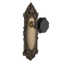 Victorian Rose Dummy Door Knob Set with Black Waldorf Knob