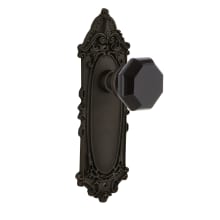 Victorian Rose Dummy Door Knob Set with Black Waldorf Knob