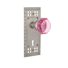 Craftsman Solid Brass Rose Dummy Door Knob Set with Pink Waldorf Knob and Keyhole