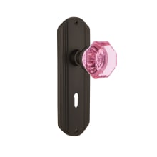 Deco Solid Brass Rose Dummy Door Knob Set with Pink Waldorf Knob and Decorative Keyhole