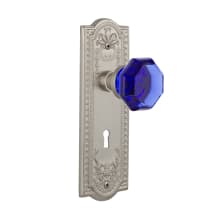Meadows Solid Brass Rose Dummy Door Knob Set with Cobalt Waldorf Door Knob and Decorative Keyhole