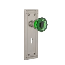 Mission Solid Brass Rose Dummy Door Knob Set with Emerald Crystal Knob and Decorative Keyhole