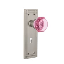 Mission Solid Brass Rose Dummy Door Knob Set with Pink Waldorf Knob and Decorative Keyhole