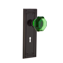 Mission Solid Brass Rose Dummy Door Knob Set with Emerald Waldorf Knob and Decorative Keyhole