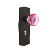 Prairie Solid Brass Rose Dummy Door Knob Set with Pink Waldorf Knob and Decorative Keyhole