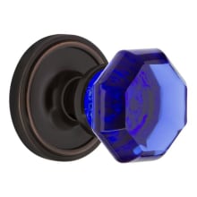 Classic Solid Brass Rose Privacy Door Knob Set with Cobalt Waldorf Knob and 2-3/8" Backset