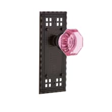 Craftsman Solid Brass Rose Privacy Door Knob Set with Pink Waldorf Knob and 2-3/4" Backset