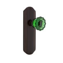 Deco Solid Brass Rose Privacy Door Knob Set with Emerald Crystal Knob and 2-3/4" Backset