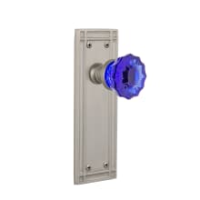 Mission Solid Brass Rose Privacy Door Knob Set with Cobalt Crystal Knob for 2-3/8" Backset