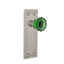 Mission Solid Brass Rose Privacy Door Knob Set with Emerald Crystal Knob for 2-3/8" Backset